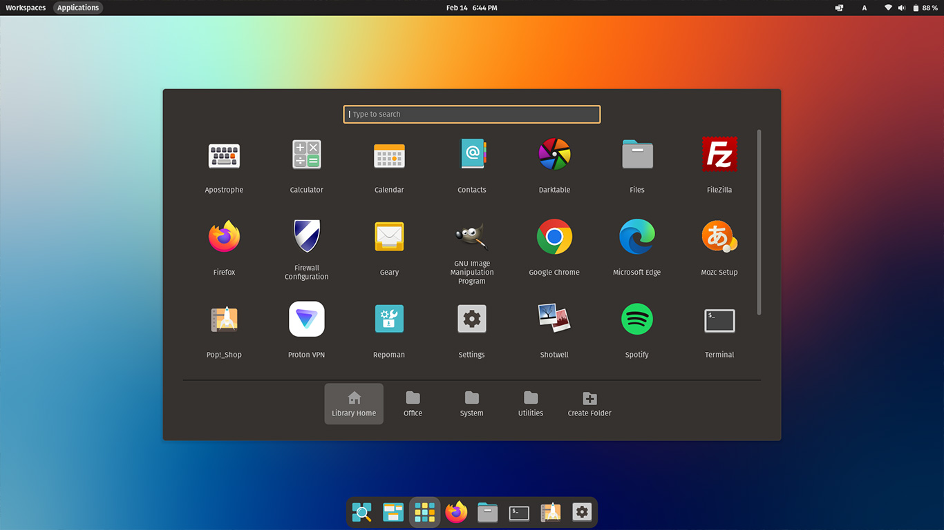 Pop!_OS - デスクトップ